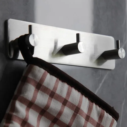 Miniatura 4 de giti island Ganchos autoadhesivos para toallas de baño, níquel cepillado para colgar en la pared, colgador de baño, pelar y mate, gancho