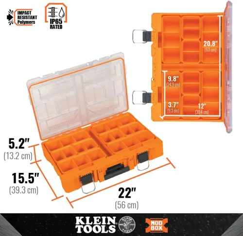 Miniatura 5 de Klein Tools 54806MB MODbox - Caja de compartimento alto, organizador de herramientas de ancho completo, caja de herramientas de piezas pequeñas