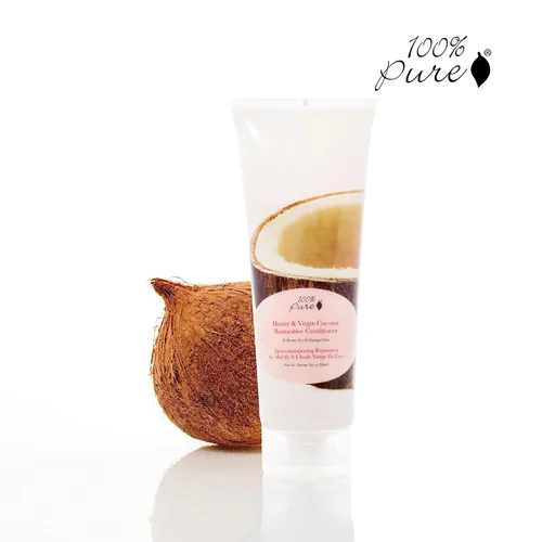 Miniatura 4 de 100% PURE Honey & Virgin Coconut - Acondicionador restaurador hidratante y reparador de nutrientes para cabello seco dañado, promueve el crecimiento