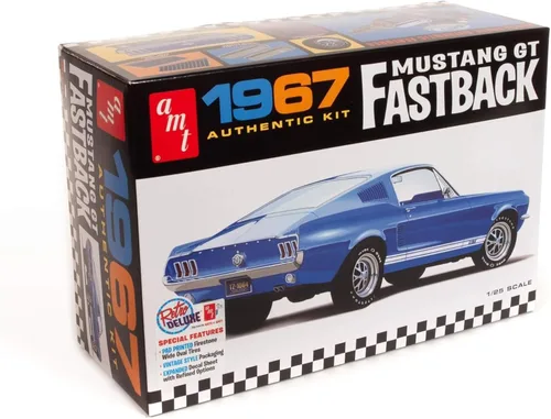 Kit de Modelo AMT Round 2 Ford Mustang GT Fastback 1967, a escala 1:25, cromado (AMT1241)
