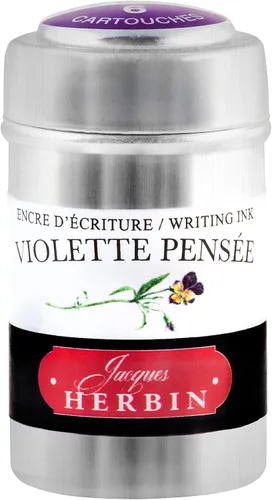 Miniatura 7 de Tinta para pluma estilográfica Herbin - 1 lata de 6 cartuchos - Larmes de Cassis