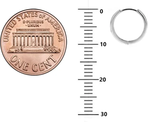 Miniatura 3 de Ritastephens Pendientes de aro Huggie Hoops de oro amarillo real de 14 quilates (mini o pequeño)