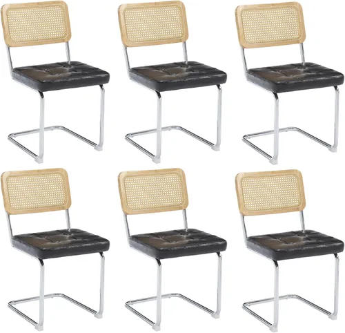 Miniatura 14 de KCC Juego de 2 sillas de comedor modernas de mediados de siglo, ratán de piel sintética, sillas auxiliares de comedor de cocina con patas de metal