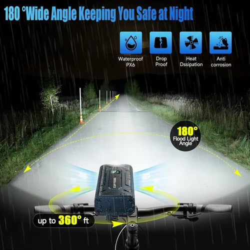 Miniatura 5 de 2026 Upgrade 6800Lumen Bike Light for Night Riding,Super Bright 6 LED Headlight,Aluminum 10 Mode Rechargeable Bicycle Light Front and Azul