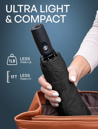 Miniatura 61 de REPEL Windproof Travel Umbrella - Compact & Withstands Winds up to 85MPH , Strongest Premium Auto Folding Umbrella for Rain and Sun - Durable, Light