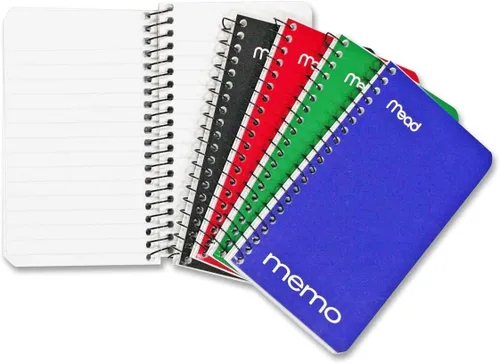 Mead Cuaderno de notas en espiral, paquete de 8, cuadernos de bolsillo, papel rayado universitario, 3 x 5 pulgadas, 60 hojas por cuaderno, colores