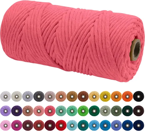 Miniatura 95 de JeogYong Cordón de macramé de un solo hilo 2mm x 164 yardas (492 pies) Cuerda de algodón suave, hilo de macramé 2 mm, suministros de macramé
