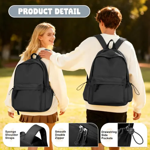 Miniatura 4 de VECAVE - Mochila ligera para mujeres y hombres, mochila de viaje casual para portátil, A-Negro, Grande, Mochila