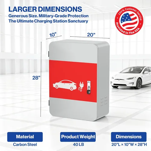 Miniatura 2 de POCHAR Protector de cubierta de cargador de vehículo eléctrico EV para Tesla Modelo Y Modelo 3- Conector de pared Estación de carga de acero EV