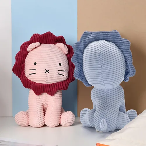 Miniatura 4 de SILI FACTORY Peluche de pana de león (rosa) de 11 pulgadas para bebés, niños pequeños, niños y adultos, juguete adorable hecho