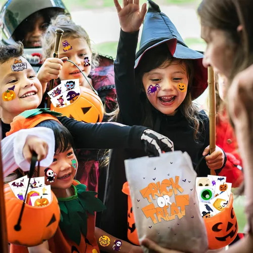 Miniatura 4 de winthrop 240 tatuajes temporales luminosos de Halloween para niños, envueltos individualmente que brillan en la oscuridad, tatuajes de seguridad