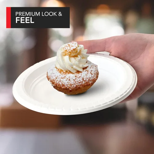 Miniatura 3 de Stock Your Home 400 platos de plástico blanco de alta calidad, platos desechables blancos de 6 pulgadas para pastel de boda, platos de postre