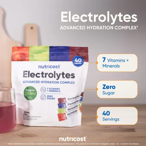 Miniatura 6 de Nutricost Complejo de electrolitos, paquete de variedad con sabor, 40 sobres - Complejo de hidratación avanzada
