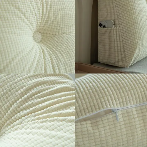 Miniatura 7 de Almohada de cuña de cama para cabecero triangular, almohadas de lectura para sentarse en la cama, apoyo, respaldo, beige, 47 x 4.7 x 15.7 pulgadas