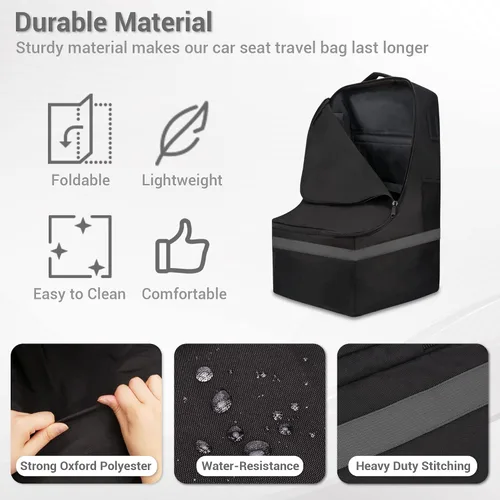 Miniatura 5 de Bolsa de viaje para asiento de automóvil, acolchada, cómoda, duradera, espaciosa, a cuadros, para asiento de automóvil, mochila 3 en 1, convertible