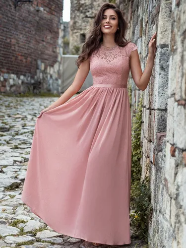 Miniatura 4 de Miusol - Maxi vestido floral con encaje para fiesta de noche y uso formal para mujer
