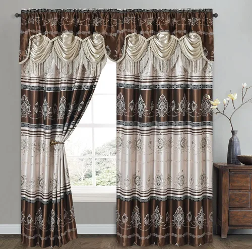 GOHD Harmony Horizon. Panel de cortina jacquard con cenefa de lujo adjunta. Juego de 2 piezas. Cada pieza de 54 pulgadas de ancho x 90 pulgadas de