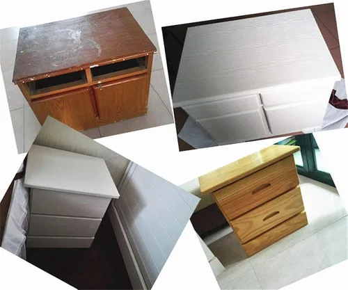 Miniatura 3 de Papel de vinilo Yancorp con textura de madera, de grano blanco, acabado en mate, rollo de vinilo autoadhesivo para forrar cajones, encimeras
