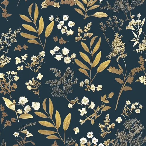 Miniatura 11 de Laatse Papel Tapiz de Hoja Azul/Dorada Despegar y Pegar Papel Tapiz Vintage Floral Oscuro Impermeable Autoadhesivo Removible Boho Papel de Pared