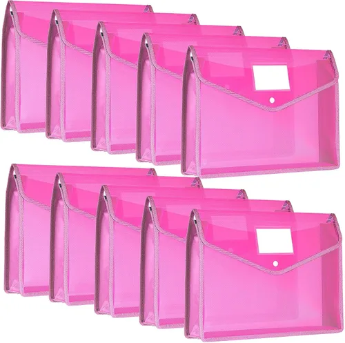 Miniatura 8 de Carpetas de plástico para archivos, 10 piezas, sobre expandible, carpeta organizadora de documentos con cierre a presión y bolsillo, bolsa Negro