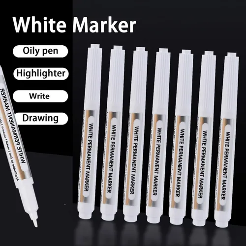 Miniatura 4 de Goldge 20 bolígrafos de pintura blanca – Marcadores acrílicos impermeables, marcadores permanentes de pintura blanca para metal, lienzo, vidrio
