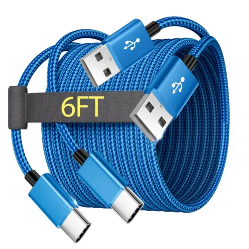 Paquete de 2 cables de carga USB C de 6 pies para Motorola Moto G Fast/G Power/G Pure/G Stylus 5G, Moto G9 G8 G7 Play Power Plus Edge X4 Z4 Z3 Z2