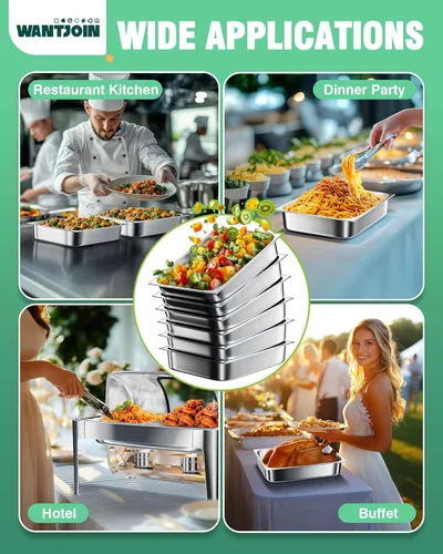 Miniatura 8 de WantJoin Sartenes de mesa de vapor para hotel, tamaño medio de 2.5 pulgadas de profundidad, paquete de 6, juego de bandejas de metal de acero