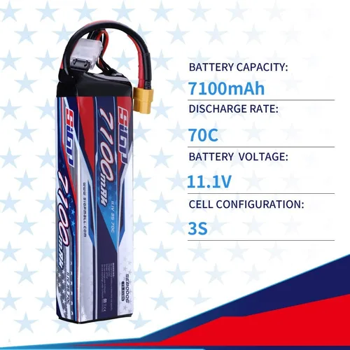 Miniatura 2 de 3S 11.1V Lipo Batería 7100mAh 70C Soft Pack con XT60 Conector para RC Coche Camión Tanque Barco Carreras Hobby