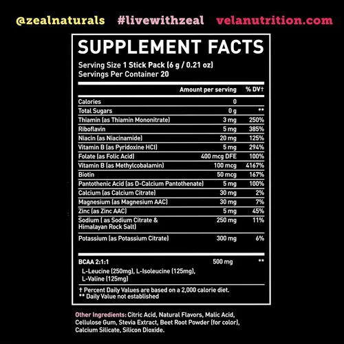 Miniatura 3 de Zeal Naturals Paquetes de electrolitos mejorados en polvo (limonada rosa, 20 paquetes) sin azúcar + vitaminas B BCAA y sal rosa del Himalaya