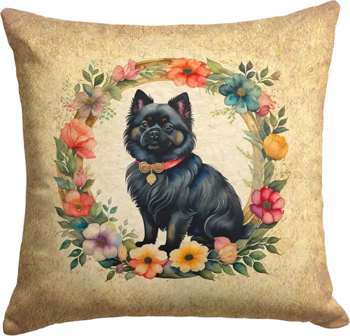 Miniatura 115 de Caroline's Treasures DAC2072PW1414 Affenpinscher and Flowers - Almohada decorativa de tela, lavable a máquina, para interiores y exteriores
