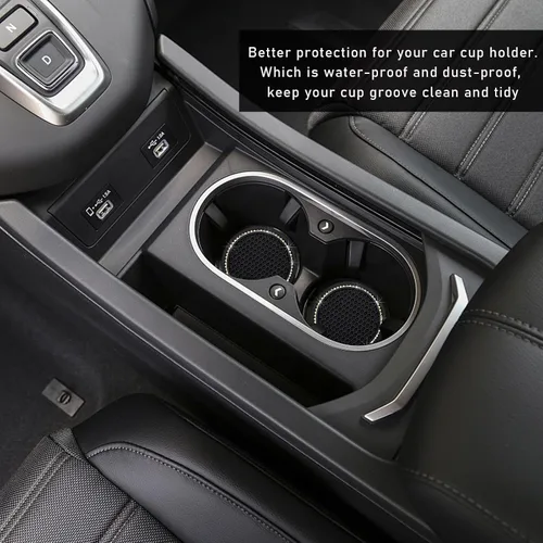 Miniatura 6 de Dickno 2 piezas de portavasos brillantes para automóvil, portavasos de inserción para taza de automóvil de 7 cm con diamantes de imitación, tapete