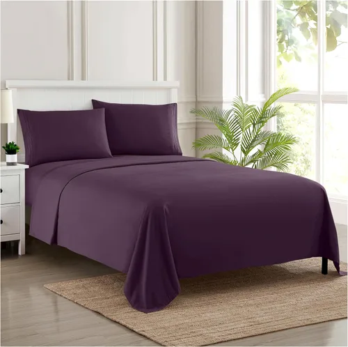Miniatura 32 de Juego de sábanas de 1800 hilos – Sábanas de microfibra cepillada suave de calidad egipcia – Juego de ropa de cama de lujo con sábana encimera