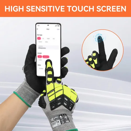 Miniatura 5 de 2 pares de guantes de trabajo de seguridad, guantes de impacto para hombres y mujeres, resistentes a los cortes, antideslizantes, de trabajo pesado