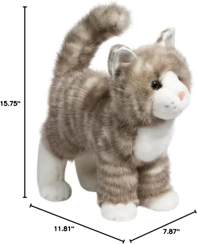 Miniatura 8 de Douglas Zipper - Gato atigrado gris de felpa con cremallera, animal de peluche