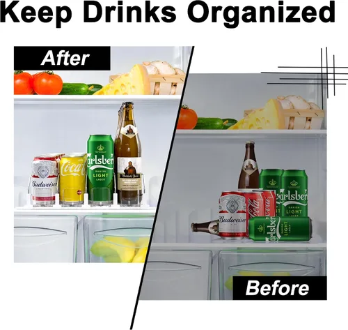 Miniatura 2 de LumoShine Organizador de bebidas para refrigerador, dispensador de latas de soda autoempujable para refrigerador, ancho ajustable para soportes