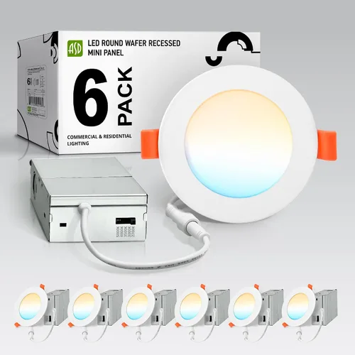 Miniatura 14 de ASD Paquete de 6 luces LED empotrables de 4 pulgadas, 12 W, 5 CCT 2700K-5000K CRI90+, luces de techo regulables ultrafinas con clasificación IC