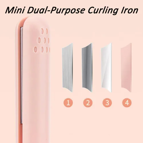 Miniatura 5 de RJDJ Mini rizador de doble propósito, alisador y rizador de pelo 2 en 1, calentador de cerámica, portátil, recargable por USB, adecuado para cabello