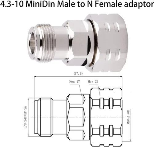 Miniatura 5 de Adaptador MiniDin hembra a hembra 4.3/10, 50 ohmios, 1 pieza