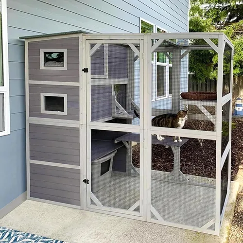 Miniatura 13 de Aivituvin Window Catio Outdoor Cat Enclosure Super Large Walk in Cat House with 6 Platforms and 2 Scratching Posts for Cats,104" L x 34" W x 69.5" H