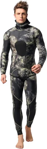 Miniatura 4 de Nataly Osmann Trajes de neopreno de pesca submarina de camuflaje para hombre, 0.118 in/0.059 in, neopreno, 2 piezas, con capucha, traje de buceo