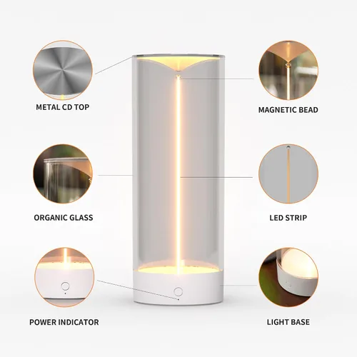 Miniatura 5 de AUGE LIGHT Lámpara de Escritorio Minimalista Inalámbrica Lámparas de Mesa LED Recargables Modernas Luces de Mesa de Noche Regulables con 3 Niveles
