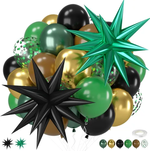 Miniatura 17 de Globos negros y rojos amarillos azules, globos de confeti de 12 pulgadas negros rojos amarillos azules verdes plateados metálicos con globo