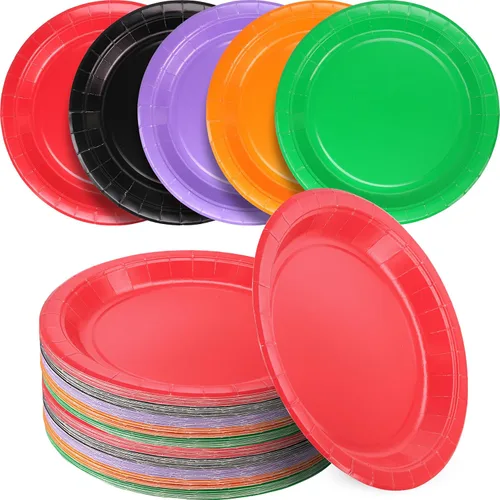 Miniatura 17 de Amcrate Platos llanos de papel blancos, platos de papel desechables de 8 1/2 pulgadas, platos desechables fuertes y resistentes para fiestas, cenas