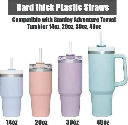 Miniatura 3 de Greant 8 popotes de repuesto compatibles con Stanley Cup de 14 onzas y 20 onzas, popotes de plástico duro y grueso compatibles con Stanley Cup