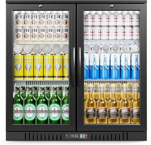 Miniatura 14 de EUHOMY Refrigeradores comerciales de 6 pies cúbicos con puerta de vidrio templado doble, refrigerador de bebidas con cerradura y estantes