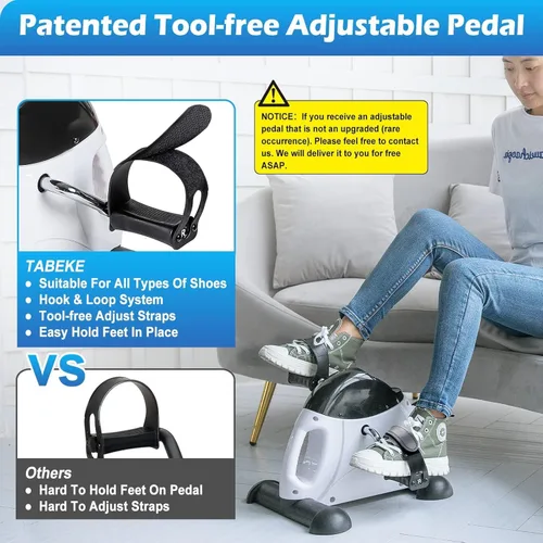 Miniatura 2 de TABEKE Ejercitador de pedales de bicicleta para debajo del escritorio, mini bicicleta estática para ejercicio de brazos/piernas, ejercitador