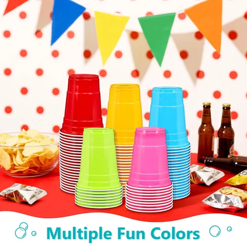Miniatura 7 de LANLISA 50 vasos de plástico verdes, vasos desechables de 16 onzas, vasos para beber para el día de San Patricio, suministros de fiesta de Navidad