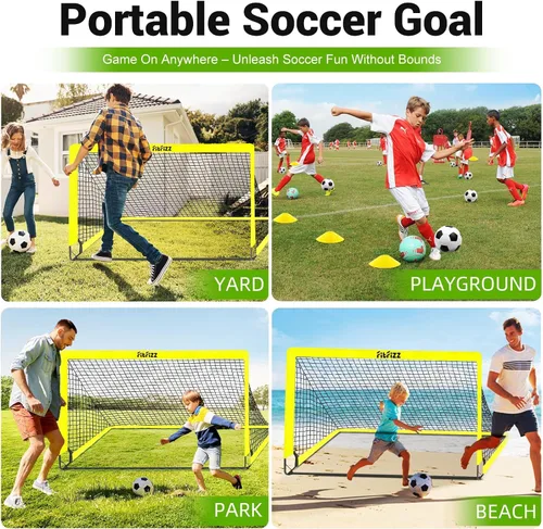 Miniatura 6 de Portería de fútbol, portería de fútbol para patio trasero, juego de red de fútbol portátil desplegable de 6 x 4 pies, equipo de entrenamiento