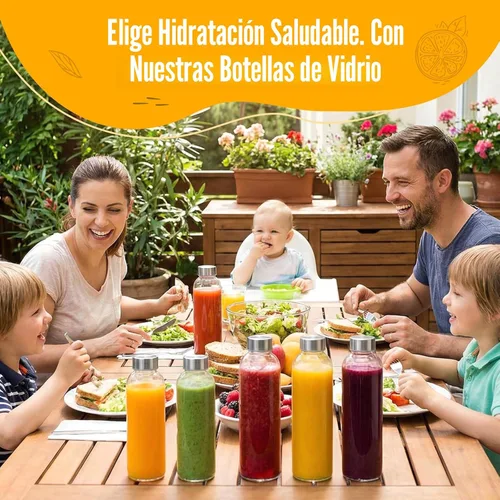 Miniatura 6 de Luxfuel Botellas de vidrio transparente con tapas de 18 onzas, botellas de agua de vidrio reutilizables con tapa de acero inoxidable para jugos