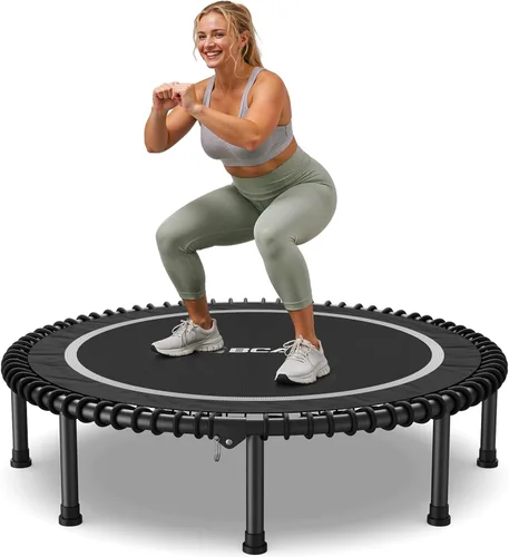 Miniatura 11 de BCAN 450/550LBS Mini Rebounder Trampoline for Adults, 40"/48" Foldable Fitness Trampoline with Bungees, Quiet & Stable Exercise Trampoline 40-verde